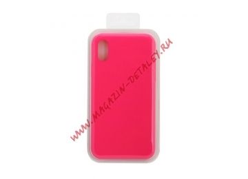 Силиконовый чехол для iPhone X/Xs "Silicone Case" (ярко-розовый, блистер)