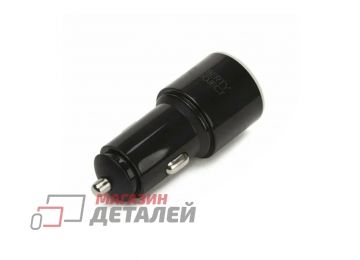 Автомобильная зарядка LP с двумя USB выходами 2.1A с кабелем Micro USB "Barrel Series" черная (европакет)