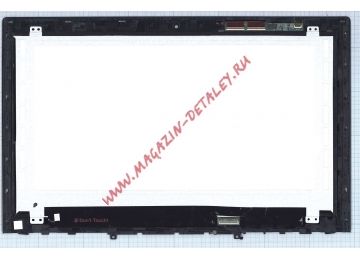 Экран в сборе (матрица + тачскрин) для Lenovo IdeaPad Y50-70 черный с рамкой