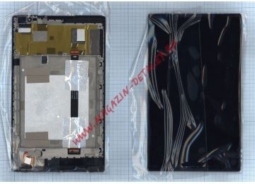 Дисплей (экран) в сборе с тачскрином для Lenovo S8-50 черный с рамкой