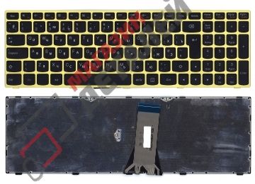 Клавиатура для ноутбука Lenovo IdeaPad G50-70, G50-30, B50-45 черная с салатовой рамкой без подсветки