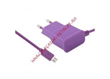 Блок питания (сетевой адаптер) LP Micro USB 2,1A коробка, фиолетовый