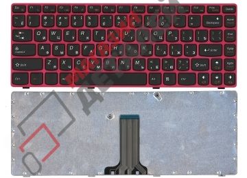 Клавиатура для ноутбука Lenovo Z470 Z370 черная с красной рамкой