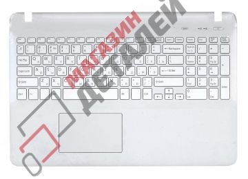 Клавиатура (топ-панель) для ноутбука Sony FIT 15 SVF15 белая с белым топкейсом без подсветки