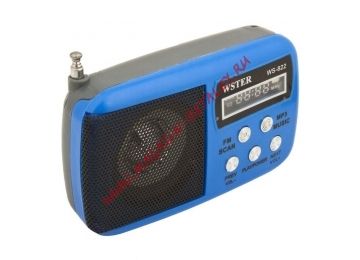 Колонка - радиоприемник WS882 Micro SD, FM радио синяя