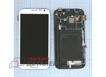 Дисплей (экран) в сборе с тачскрином для Samsung Galaxy Note 2 GT-N7100 белый с рамкой (Premium LCD)
