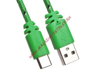 USB кабель LP USB Type-C в оплетке зеленый, европакет