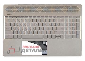 Клавиатура (топ-панель) для ноутбука HP 15-CS 15-CW золотистая с золотистым топкейсом
