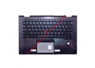 Клавиатура (топ-панель) для ноутбука Lenovo X1 Yoga 3rd Gen черная с черным топкейсом