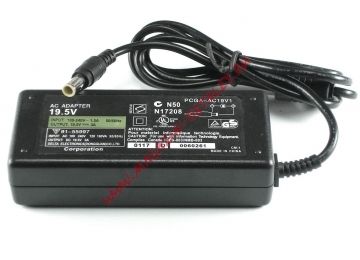 Блок питания (сетевой адаптер) для ноутбуков Sony Vaio 19.5V 3.9A 75W 6.5x4.4 мм с иглой черный, без сетевого кабеля Premium