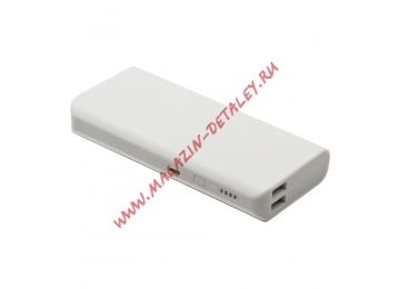 Универсальный внешний аккумулятор LP Li-ion 13000mAh + 2 USB выхода 1А + 2,1А белый, коробка