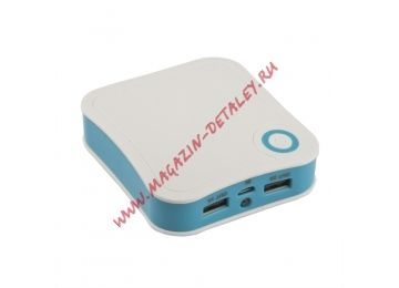 Универсальный внешний аккумулятор LP Li-ion 7800mAh 2 USB выхода 1А + 2,1А, белый с синим, коробка