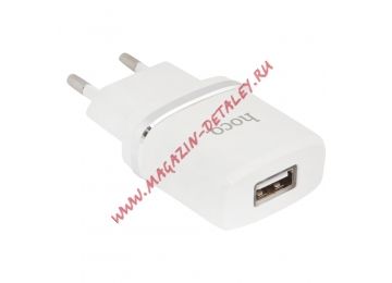 Блок питания (сетевой адаптер) HOCO C11 с 1 USB портом 1,0 A с microUSB кабелем белый