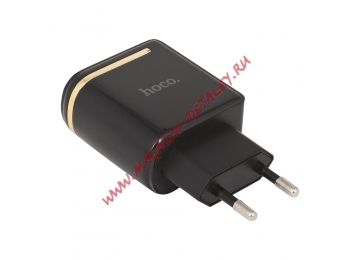 Блок питания (сетевой адаптер) HOCO C39A с 2 USB портами 2,4A черный