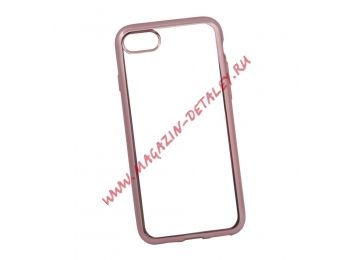 Силиконовый чехол LP для Apple iPhone 7 TPU прозрачный с розовой хром рамкой