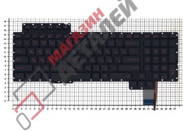 Клавиатура для ноутбука Asus ROG G752 G752VL G752VS черная без рамки с красной подсветкой