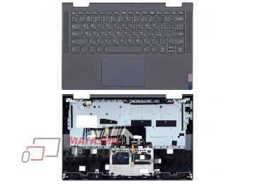 Клавиатура (топ-панель) для ноутбука Lenovo Yoga 7 14ARP8 черная с черным топкейсом