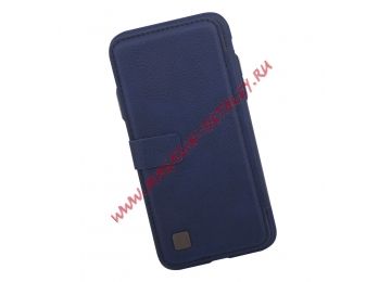 Чехол раскладной для iPhone X "Puloka" Multi-Function Back Clip Wallet Case (кожа/синий, коробка)