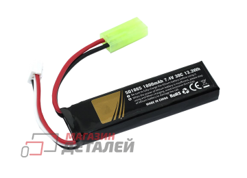 Аккумулятор для радиоуправляемой модели 7.4V 1800mah 451865 разъем mini Tamiya plug Li-Pol