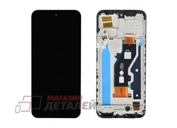 Дисплей (экран) в сборе с тачскрином для Tecno Spark 30C 4G черный с рамкой (Premium LCD)