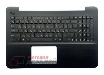 Клавиатура (топ-панель) для ноутбука Asus X555, X555L, X555LD черная с черным топкейсом