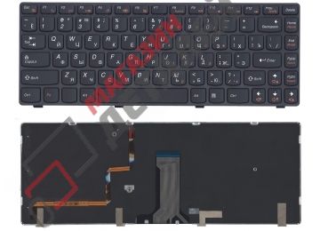 Клавиатура для ноутбука Lenovo Y480 черная с подсветкой