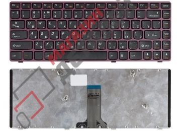 Клавиатура для ноутбука Lenovo IdeaPad V370 черная с бордовой рамкой