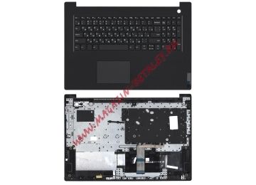 Клавиатура (топ-панель) для ноутбука Lenovo V17-IIL черная с черным топкейсом