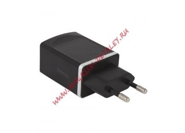 Блок питания (сетевой адаптер) HOCO C43A c 2 USB портами 2,4 A черный