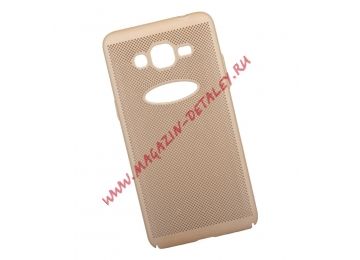 Защитная крышка для Samsung J2 Prime "LP" Сетка Soft Touch (золотая) европакет