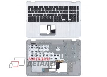 Клавиатура (топ-панель) для ноутбука Asus TP501 черная с серебристым топкейсом