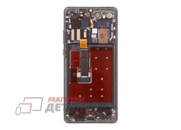Дисплей (экран) в сборе с тачскрином для Huawei P30 Pro черный с рамкой (Premium LCD)