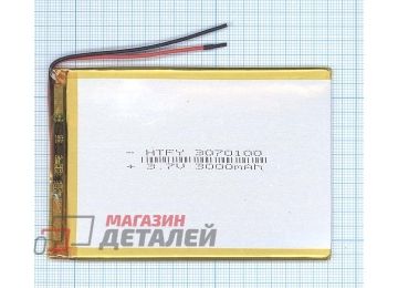 Аккумулятор универсальный 3x70x100 мм 3.8V 3000mAh Li-Pol (2 Pin)