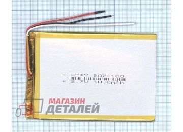 Аккумулятор универсальный 3x70x100 мм 3.8V 3000mAh Li-Pol (3 Pin)