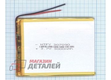 Аккумулятор универсальный 3x70x90 мм 3.8V 3000mAh Li-Pol (2 Pin)