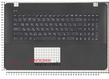 Клавиатура (топ-панель) для ноутбука Asus X751 X751L X751LA черная с черным топкейсом (с разбора)