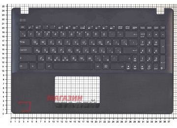 Клавиатура (топ-панель) для ноутбука Asus X551 черная с черным топкейсом (с разбора)