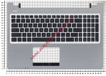 Клавиатура (топ-панель) для ноутбука Asus K56 серебристо-черная