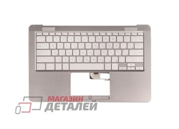 Клавиатура (топ-панель) для ноутбука Asus UX3490U серая с серым топкейсом, с подсветкой (с разбора)