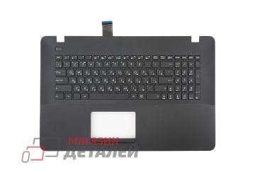 Клавиатура (топ-панель) для ноутбука Asus X751 черная с черным топкейсом