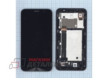 Дисплей (экран) в сборе с тачскрином для Asus ZenFone Go ZB551KL черный с рамкой