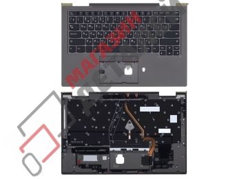 Клавиатура (топ-панель) для ноутбука Lenovo ThinkPad X1 Yoga 4th Gen черная с серым топкейсом, с трекпойнтом и подсветкой (версия 2)
