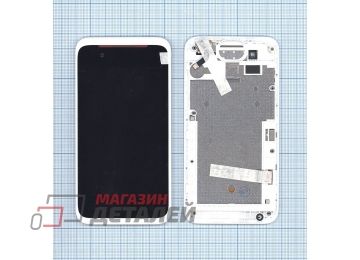 Дисплей (экран) в сборе с тачскрином для HTC Desire 210 черный с белой рамкой