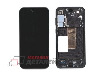 Дисплей (экран) в сборе с тачскрином для Samsung Galaxy S23 Plus 2023 S916B  GH82-30476A ServicePack черный с рамкой