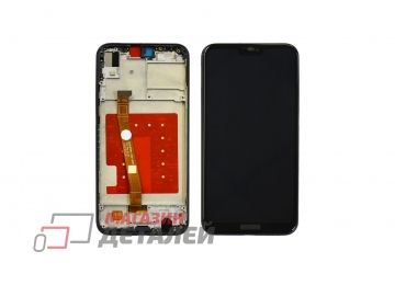 Дисплей (экран) в сборе с тачскрином для Huawei P20 Lite, Nova 3e черный с рамкой (Premium LCD)