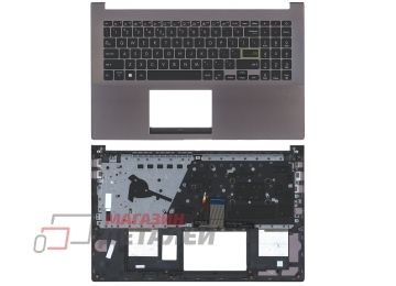 Клавиатура (топ-панель) для ноутбука Asus X521FL черная с серым топкейсом