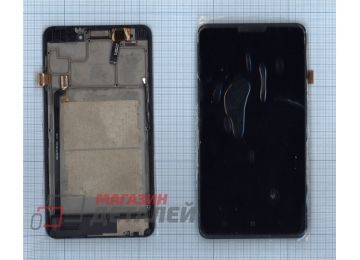 Дисплей (экран) в сборе с тачскрином для Lenovo P780 черный с рамкой (с разбора)