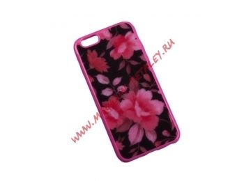 Защитная крышка Красные цветы на розовом для iPhone 6, 6s коробка