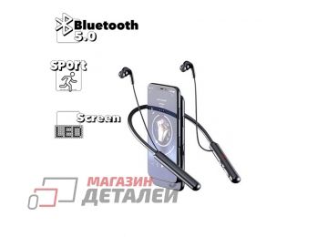 Bluetooth гарнитура Earldom ET-BH50 BT 5.0, LED дисплей, спортивная, вставная (черная)