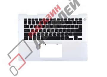 Клавиатура (топ-панель) для ноутбука Dell Inspiron 14 5482 черная с белым топкейсом